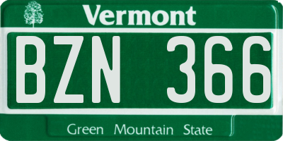 VT license plate BZN366