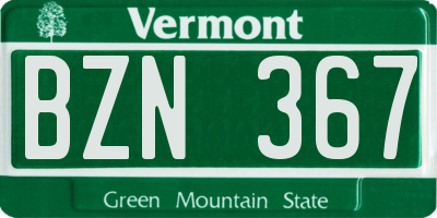 VT license plate BZN367
