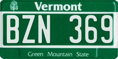 VT license plate BZN369