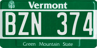 VT license plate BZN374