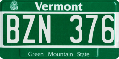 VT license plate BZN376