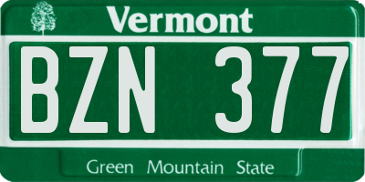 VT license plate BZN377