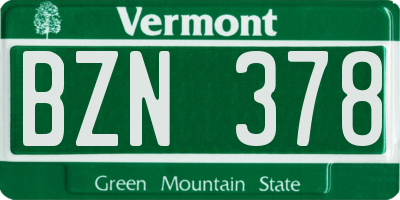 VT license plate BZN378