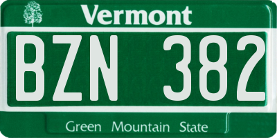 VT license plate BZN382