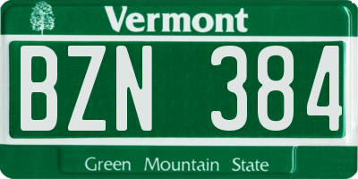 VT license plate BZN384