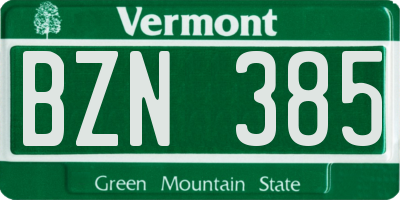 VT license plate BZN385