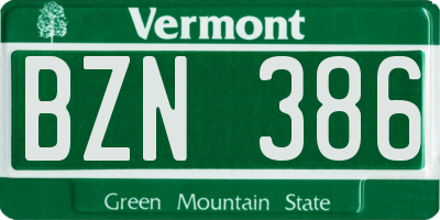 VT license plate BZN386