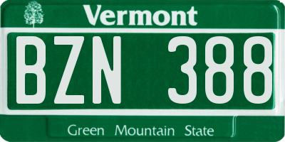 VT license plate BZN388