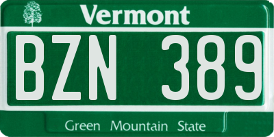 VT license plate BZN389