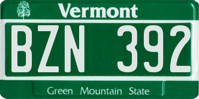 VT license plate BZN392