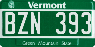 VT license plate BZN393