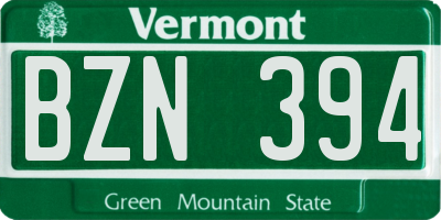 VT license plate BZN394