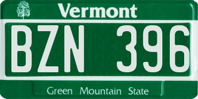 VT license plate BZN396