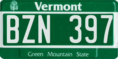 VT license plate BZN397