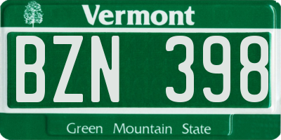 VT license plate BZN398