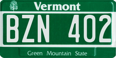 VT license plate BZN402