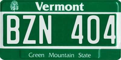 VT license plate BZN404