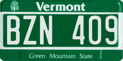 VT license plate BZN409