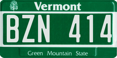 VT license plate BZN414