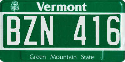 VT license plate BZN416