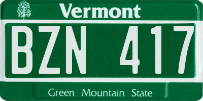 VT license plate BZN417