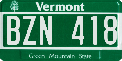 VT license plate BZN418