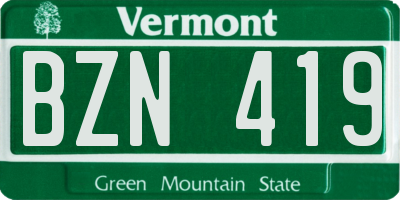 VT license plate BZN419