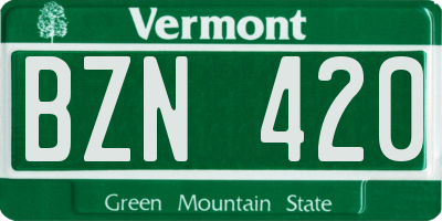VT license plate BZN420