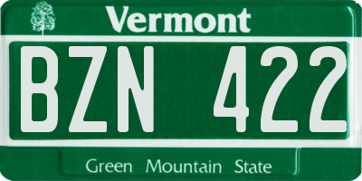 VT license plate BZN422