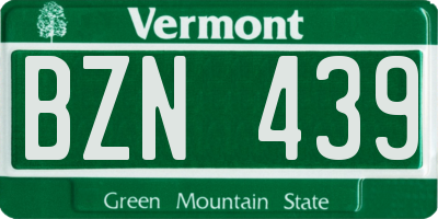 VT license plate BZN439