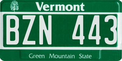 VT license plate BZN443