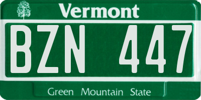 VT license plate BZN447