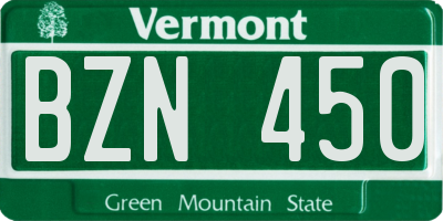 VT license plate BZN450