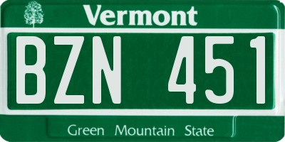 VT license plate BZN451