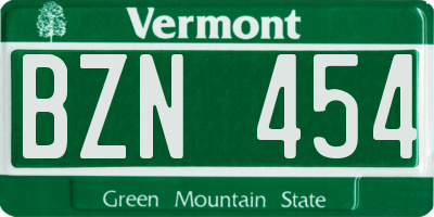 VT license plate BZN454