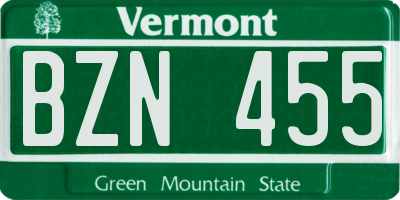 VT license plate BZN455
