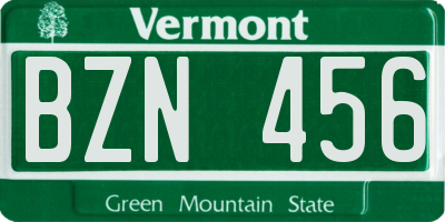 VT license plate BZN456