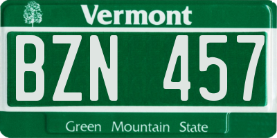 VT license plate BZN457