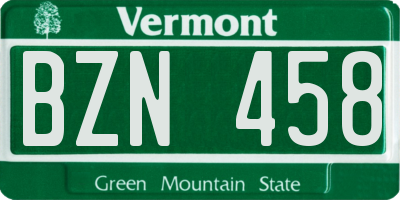 VT license plate BZN458