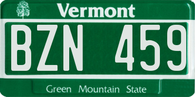 VT license plate BZN459