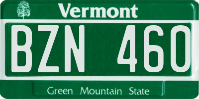 VT license plate BZN460