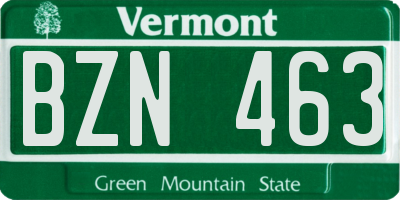 VT license plate BZN463