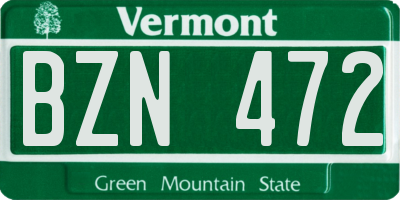 VT license plate BZN472