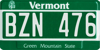 VT license plate BZN476