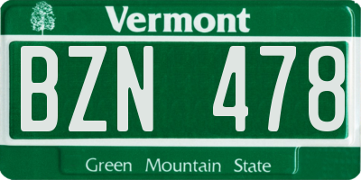 VT license plate BZN478
