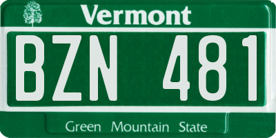 VT license plate BZN481