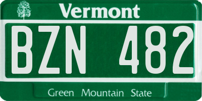 VT license plate BZN482