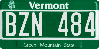 VT license plate BZN484