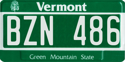 VT license plate BZN486