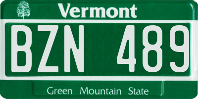 VT license plate BZN489